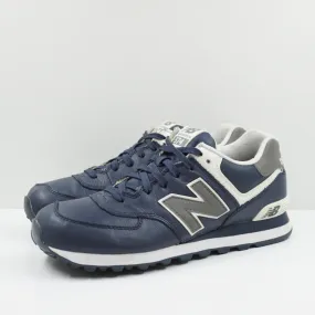 New Balance 574 Leather Navy Grey