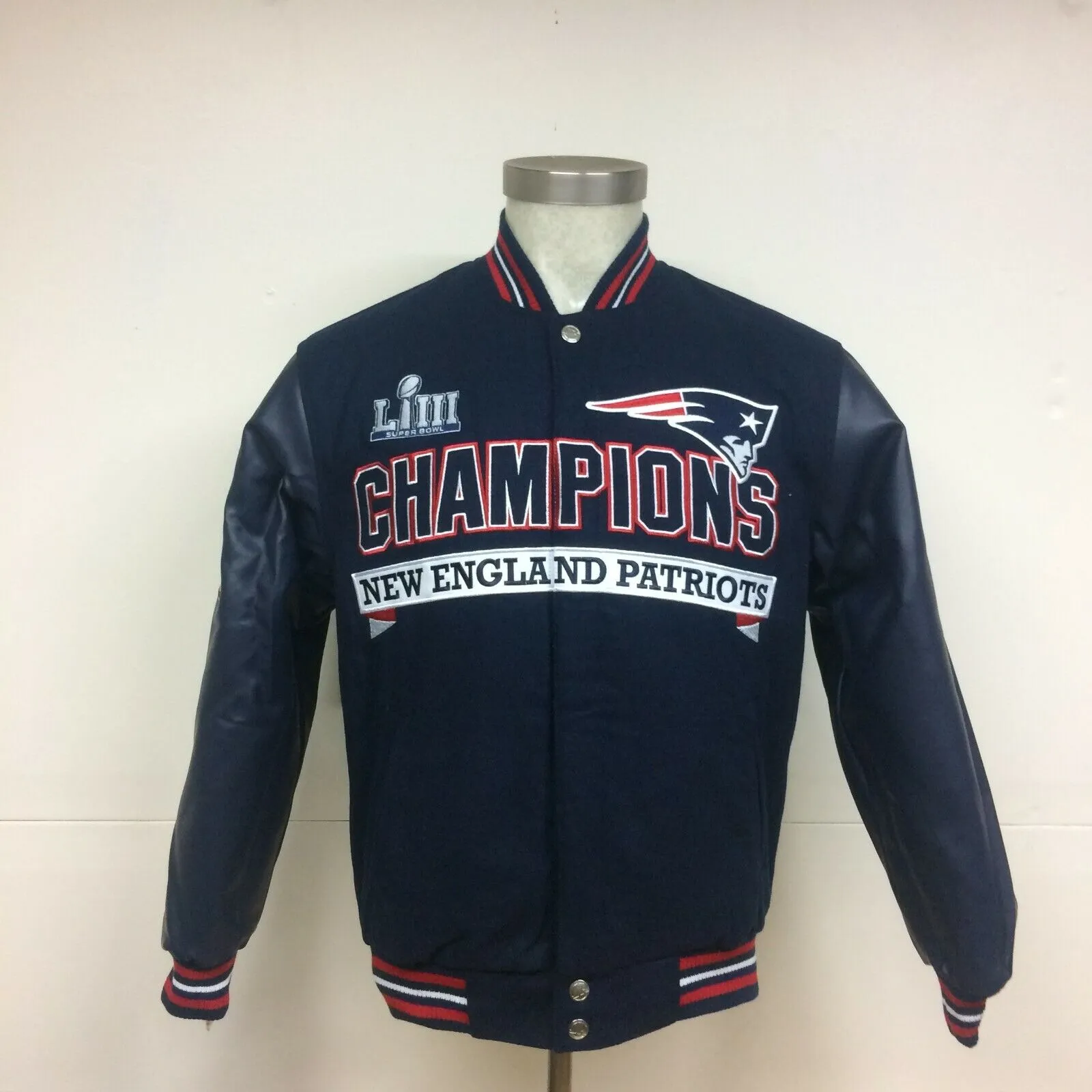 New England Patriots 6-Time Super Bowl Champions Reversible Navy Snap Up Jacket