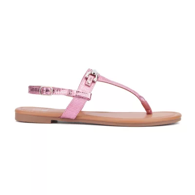 New York & Company Womens Angelica T-Strap Flat Sandals