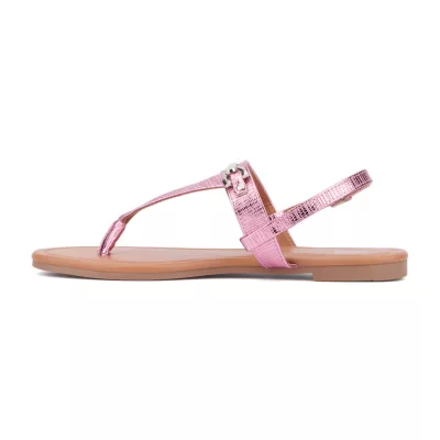 New York & Company Womens Angelica T-Strap Flat Sandals