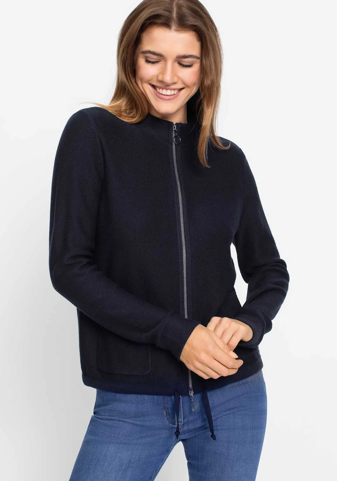 Olsen Henny Full Zip Cardigan, Navy