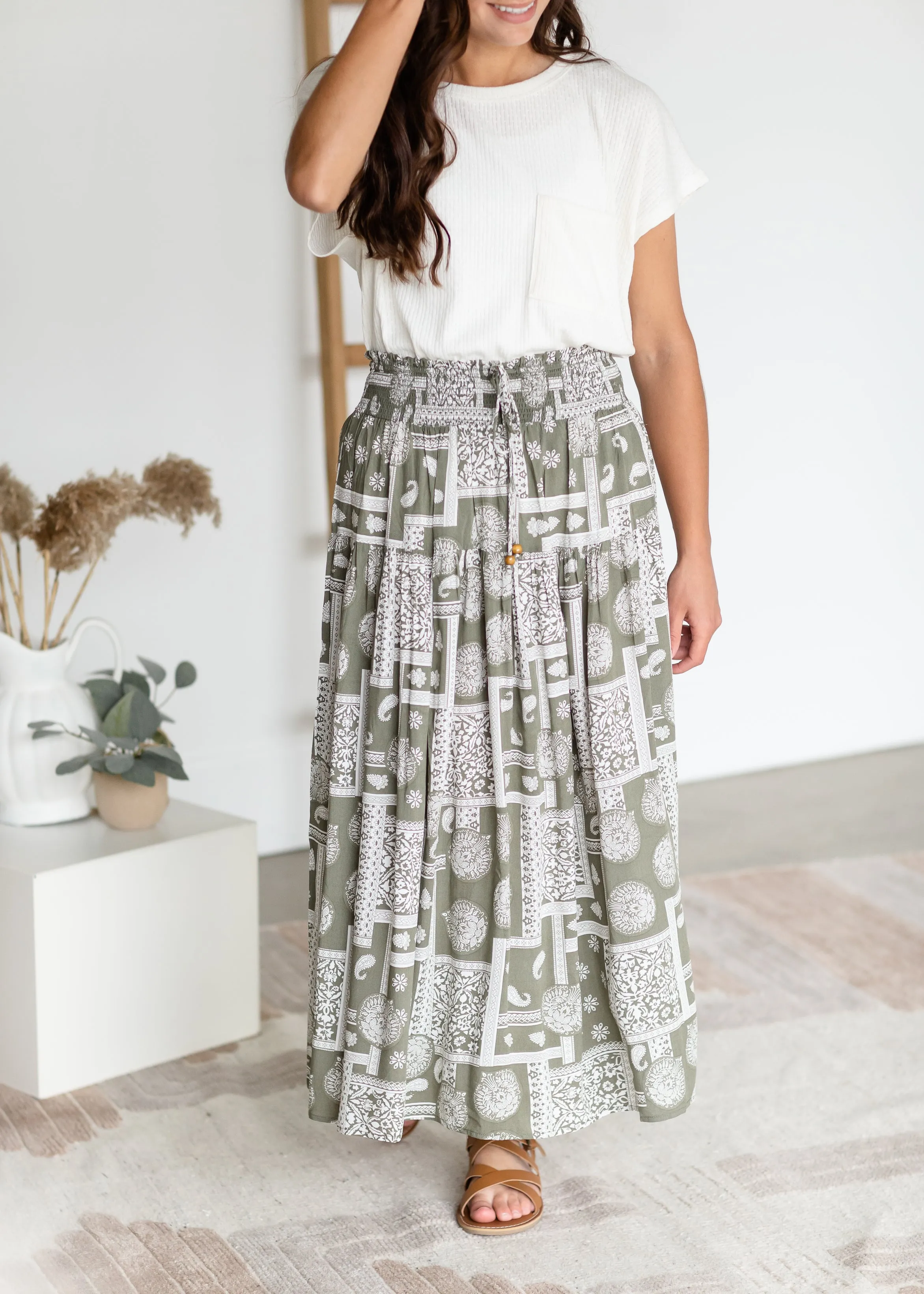 Patchwork Print Maxi Skirt