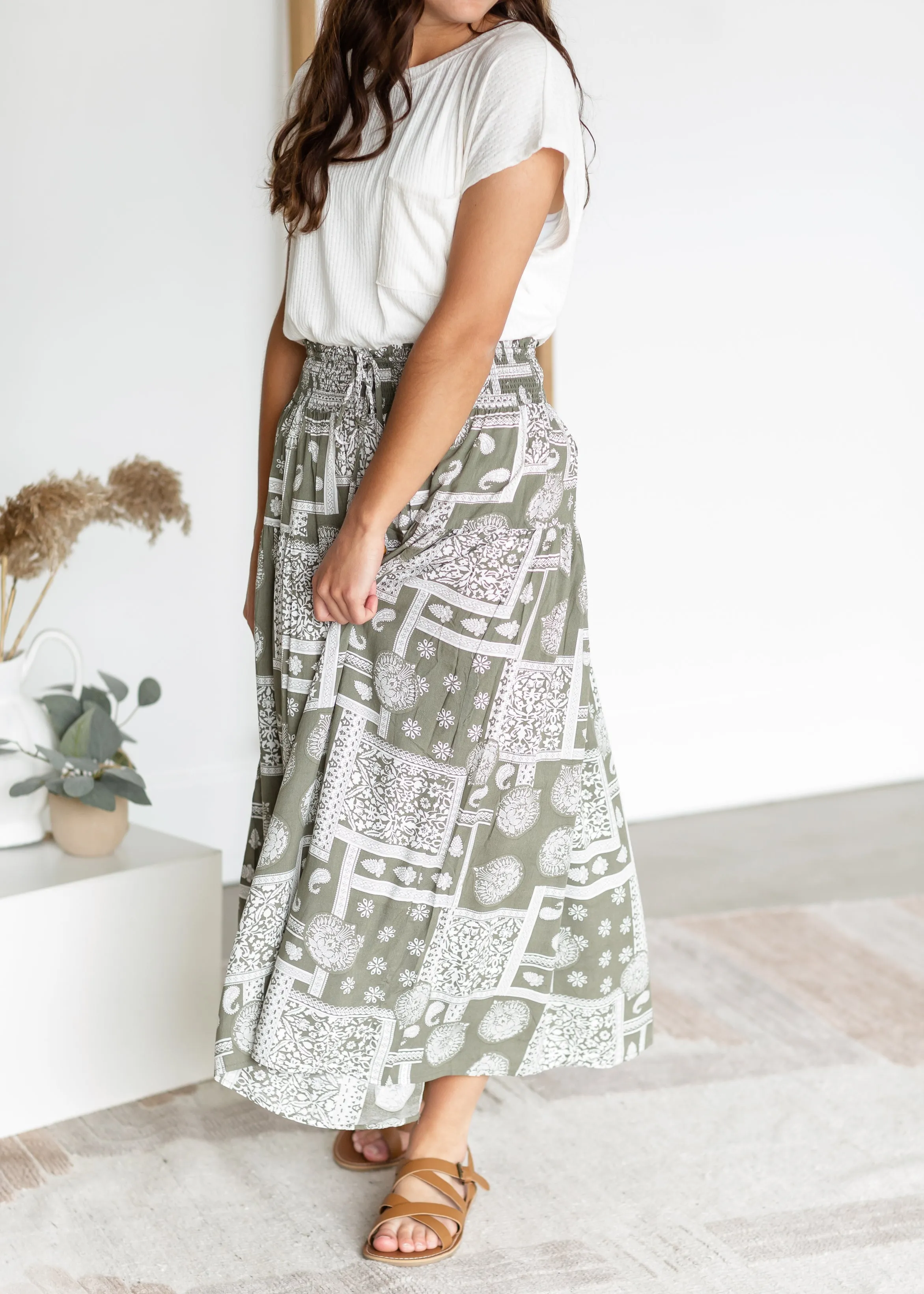 Patchwork Print Maxi Skirt