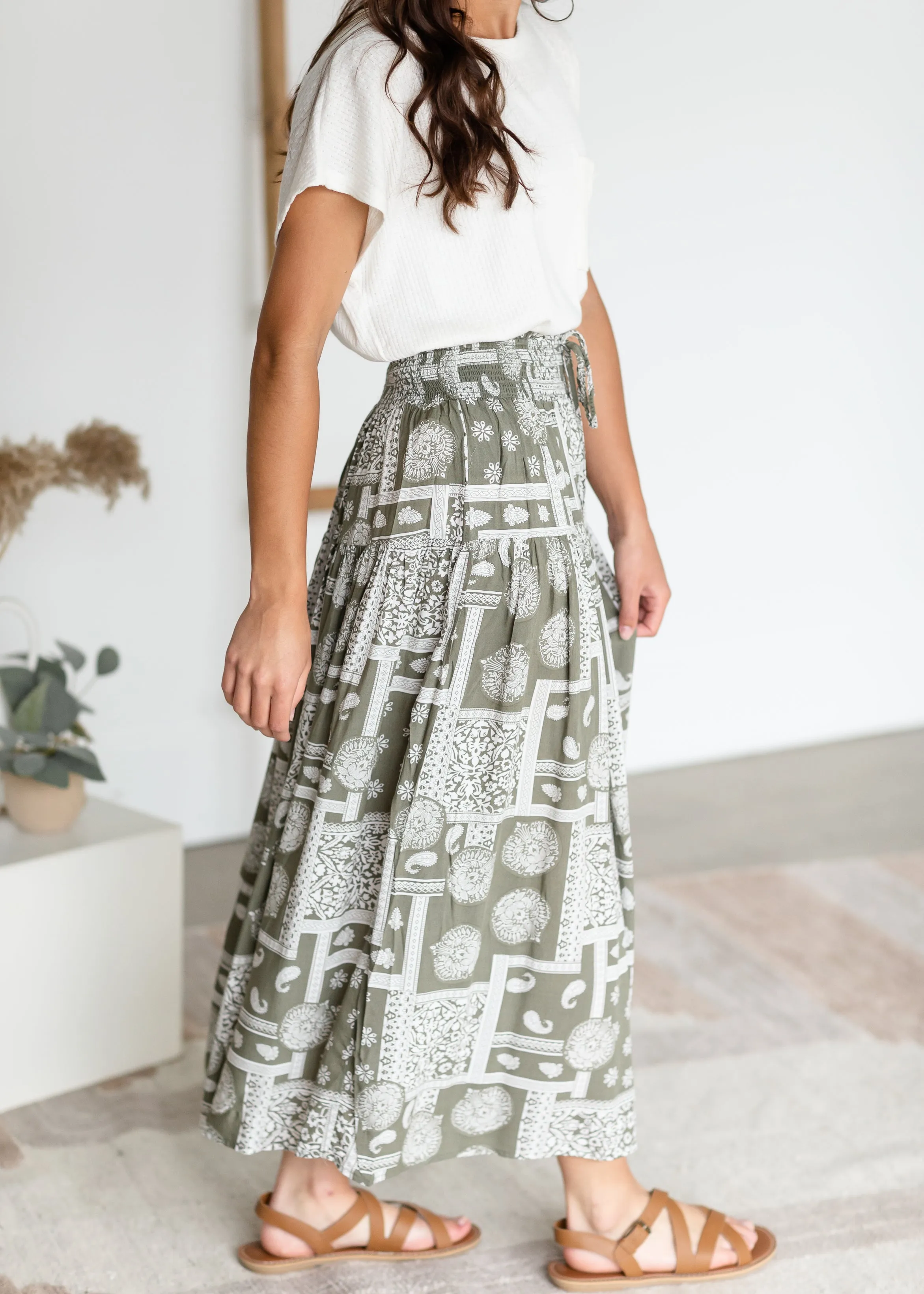 Patchwork Print Maxi Skirt