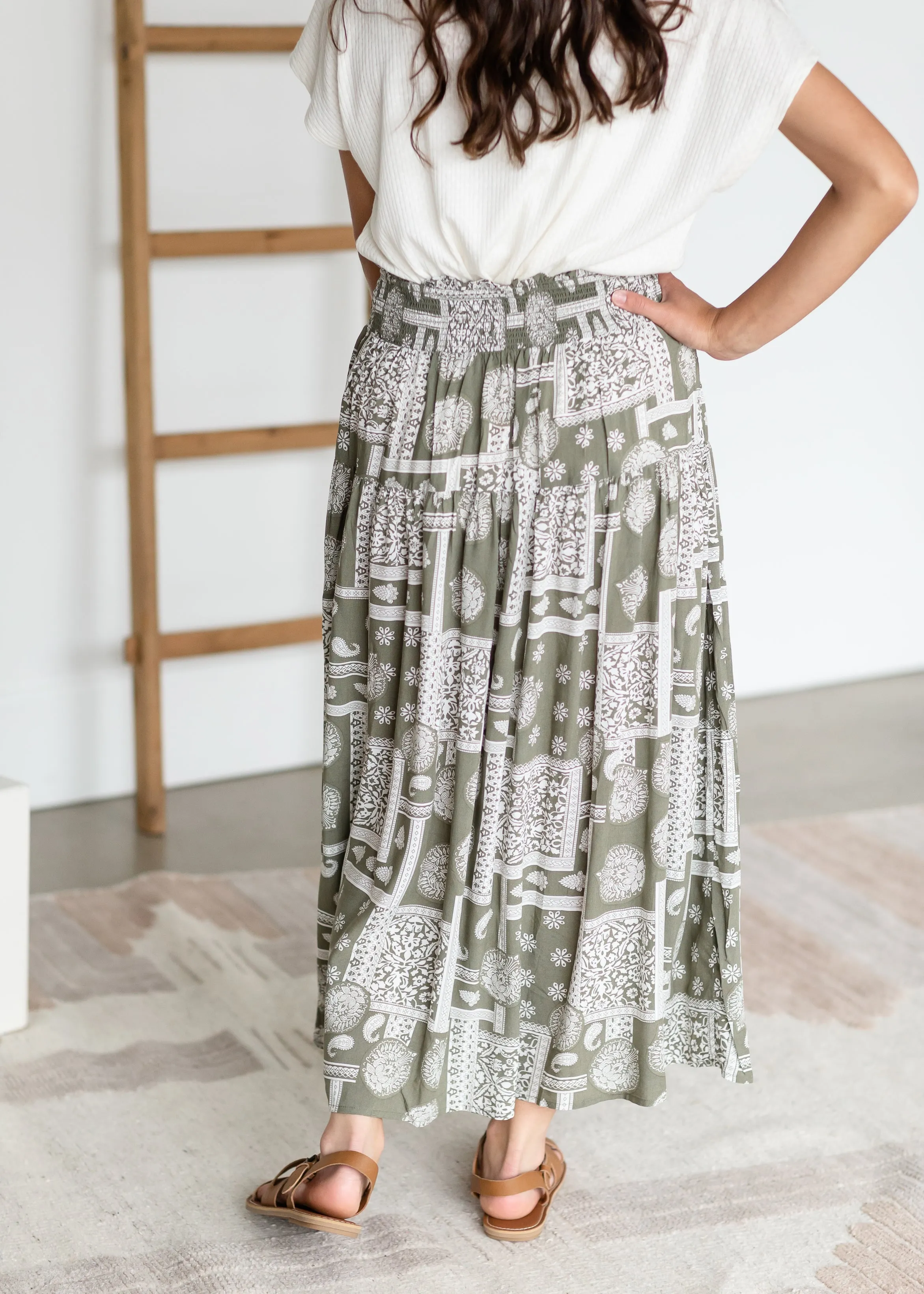 Patchwork Print Maxi Skirt