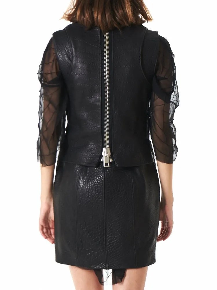 Pebbled Leather Vest (US-SC8-WLTHR-003-BLACK)