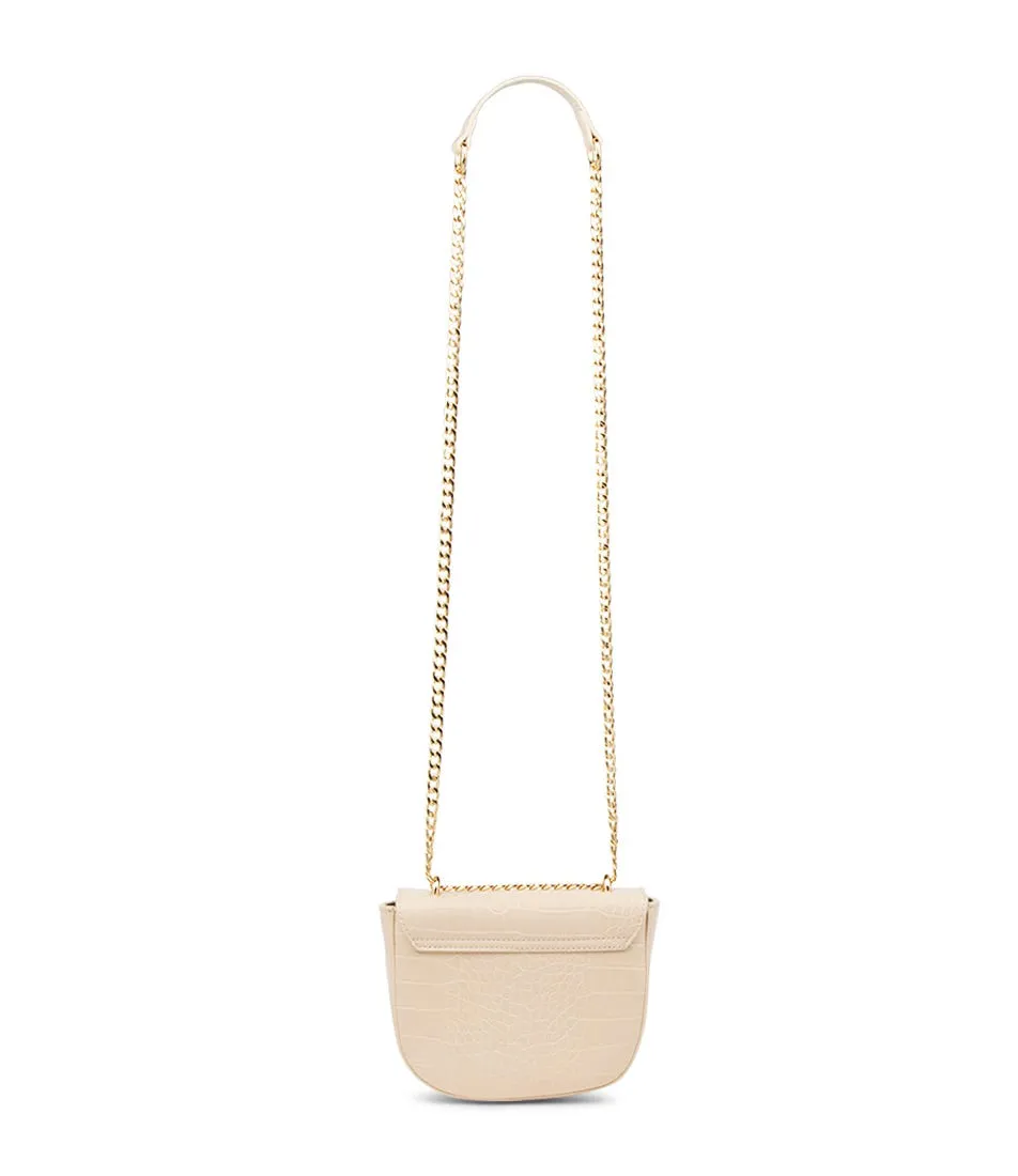 PETA & JAIN Alisa Almond Croc Gold Smooth Crossbody Bag