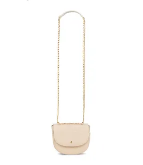 PETA & JAIN Alisa Almond Croc Gold Smooth Crossbody Bag