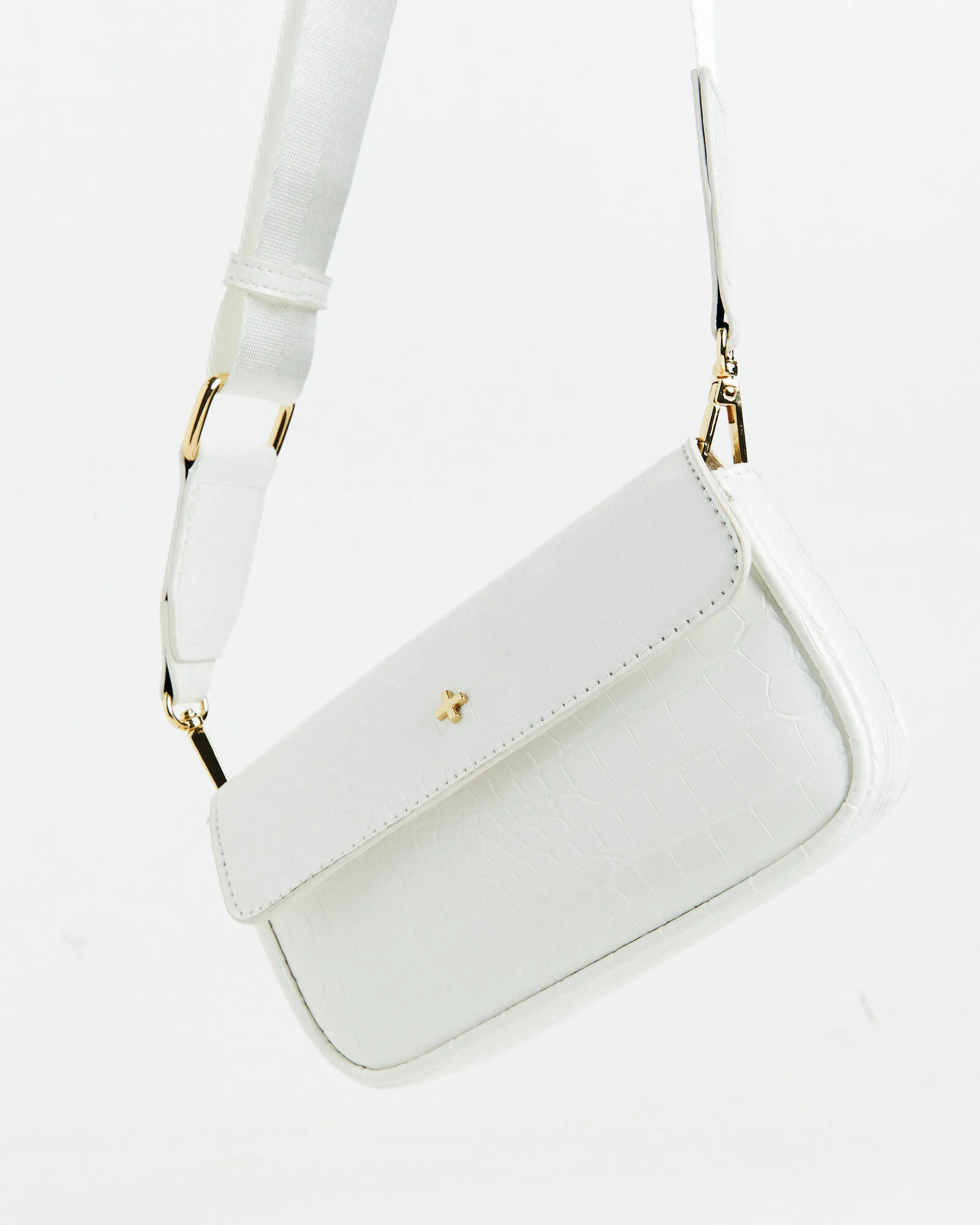 Peta + Jain GP Exclusive - Lucky Croc Crossbody Bag White/Gold