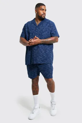 Plus Short Sleeve Waffle Shirt And Short Set | boohooMAN UK