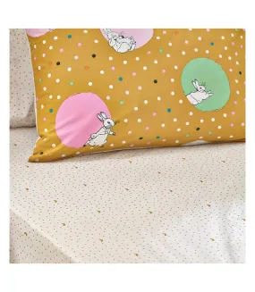 Polka dot fitted bed sheet ochre Peter Rabbit