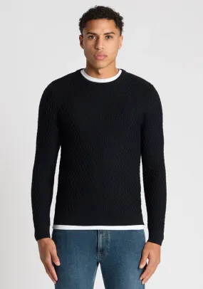 Remus Uomo Crew Neck Wool-Blend Sweater, Navy