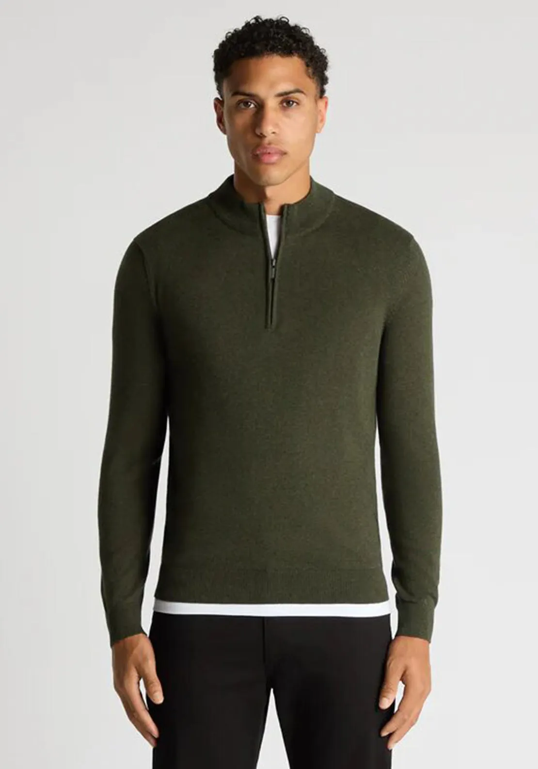 Remus Uomo Half Zip Sweater, Dark Green