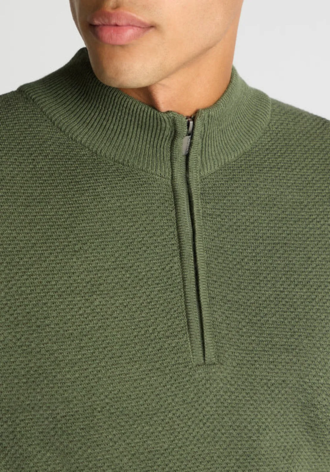 Remus Uomo Tapered Fit Half Zip Sweater, Green