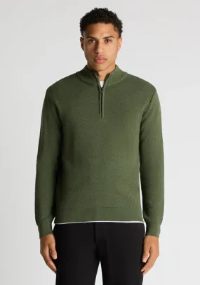 Remus Uomo Tapered Fit Half Zip Sweater, Green