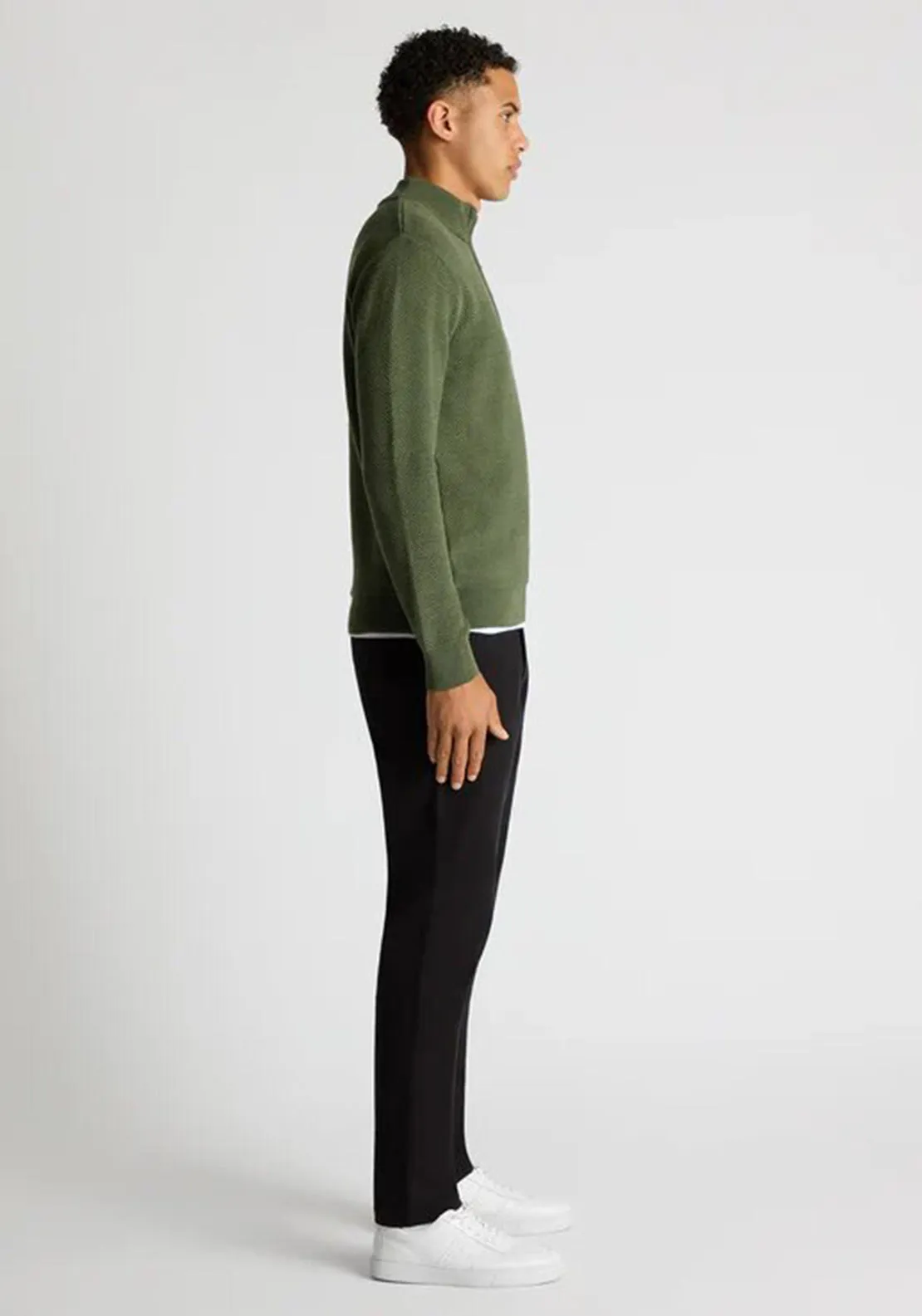 Remus Uomo Tapered Fit Half Zip Sweater, Green