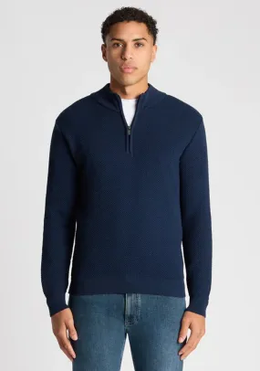 Remus Uomo Tapered Fit Half Zip Sweater, Navy