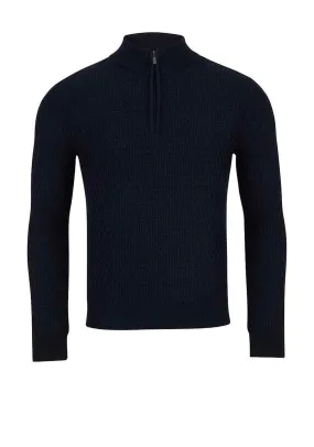 Remus Uomo Wool-Blend Quarter Zip Sweater, Navy