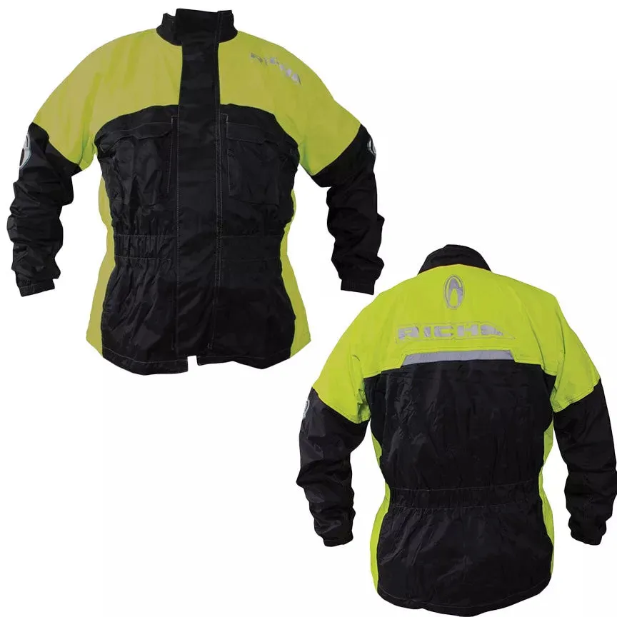 Richa Rain Warrior Motorcycle Walking 100% Waterproof Over Jacket - Black/Fluo