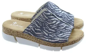 RIEKER Ladies V23M9 Print Mules In Blue