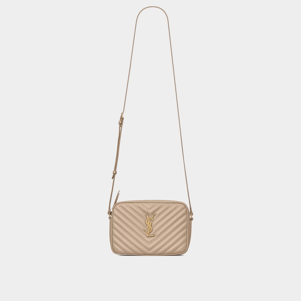 SAINT LAURENT Lou Medium Quilted Camera Bag - DARK BEIGE