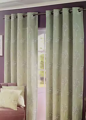 Sandown & Bourne Watercolour Tree Pair of Unlined Eyelet Curtains | Kaleidoscope