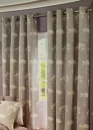 Sandown & Bourne Watercolour Tree Pair of Unlined Eyelet Curtains | Kaleidoscope