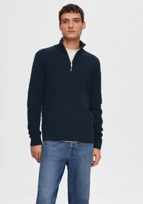 Selected Homme Dane Quarter Zip Knit Sweater, Navy