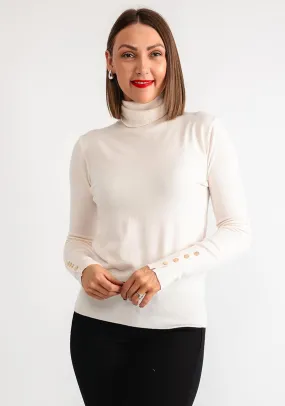 Serafina Collection Polo Neck Sweater, Cream