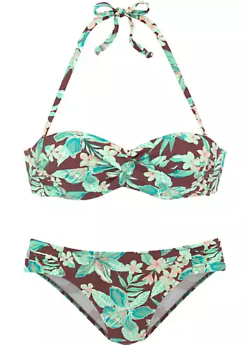 s.Oliver Floral Printed Wired Bandeau Bikini | Grattan