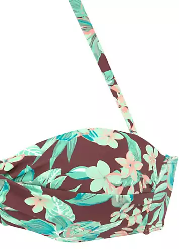 s.Oliver Floral Printed Wired Bandeau Bikini | Grattan