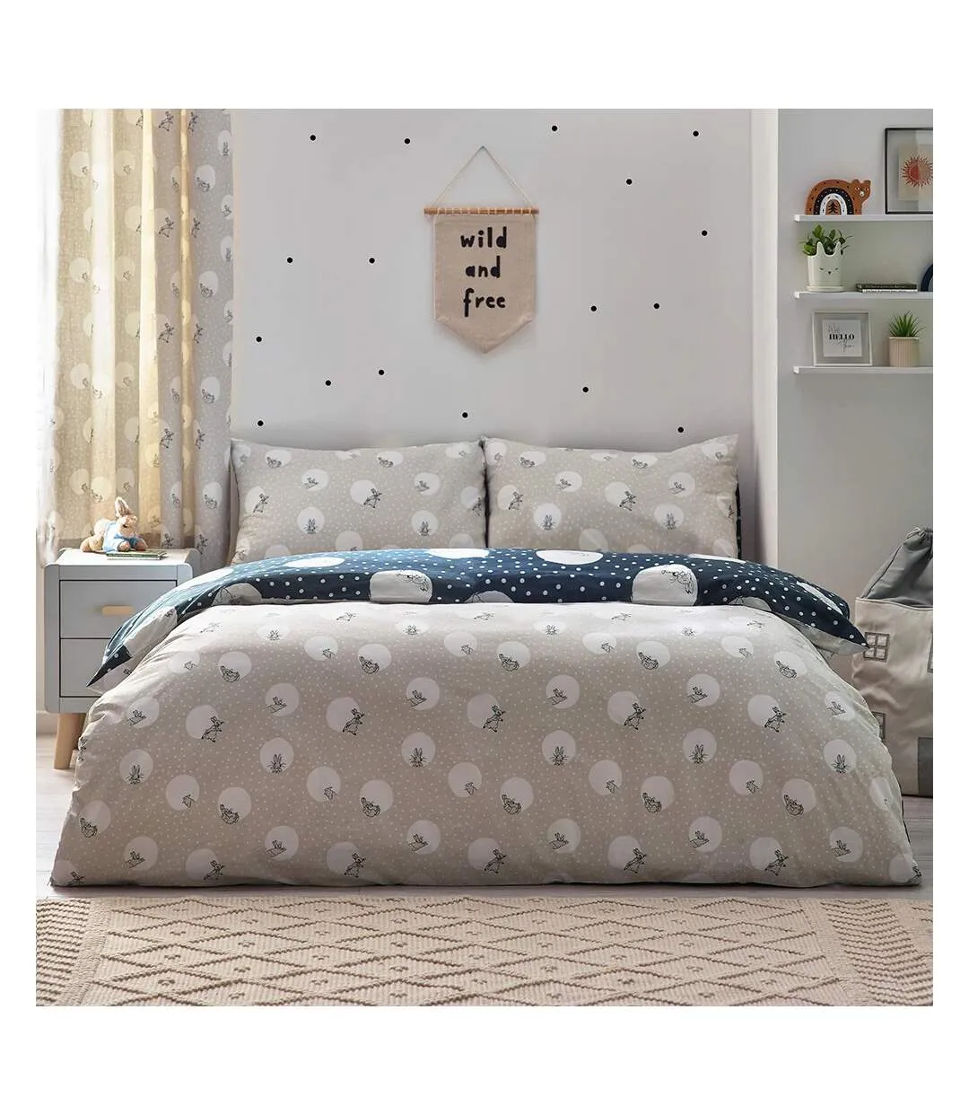 Spot me duvet cover set charcoal Peter Rabbit