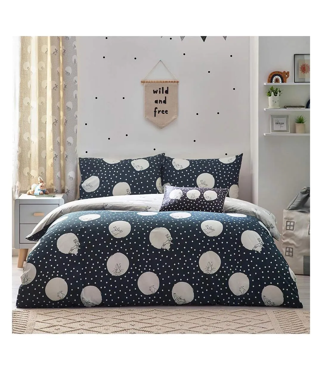 Spot me duvet cover set charcoal Peter Rabbit