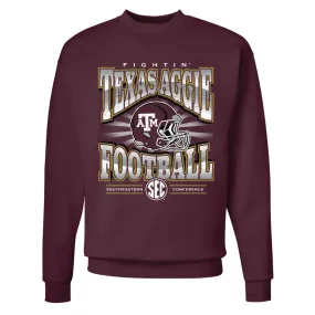 Texas A&M SEC Football Helmet Cotton Crewneck | Maroon