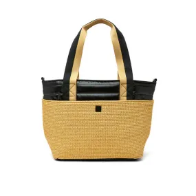 The Trailblazer Shoulder Bag in Dune Raffia and Black