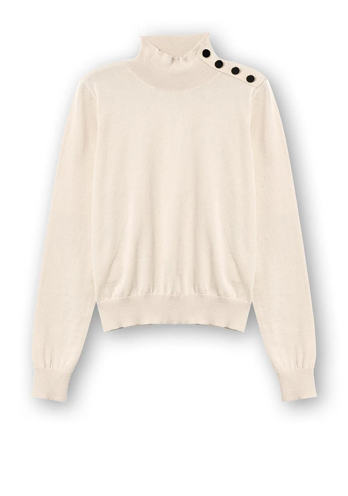 Tiffosi Bauhaus Button Shoulder Sweater, Beige