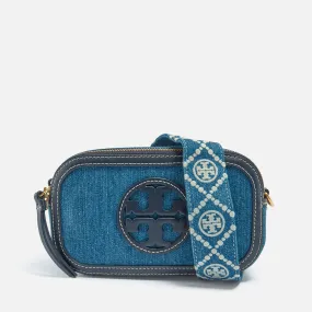 Tory Burch Miller Leather-Trimmed Denim Mini Crossbody Bag | Coggles