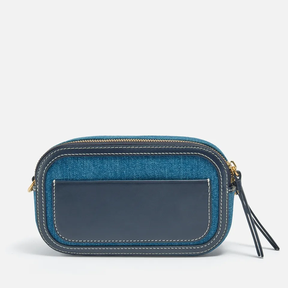 Tory Burch Miller Leather-Trimmed Denim Mini Crossbody Bag | Coggles