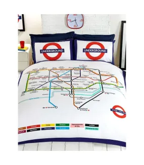 Tube map duvet cover set white Rapport