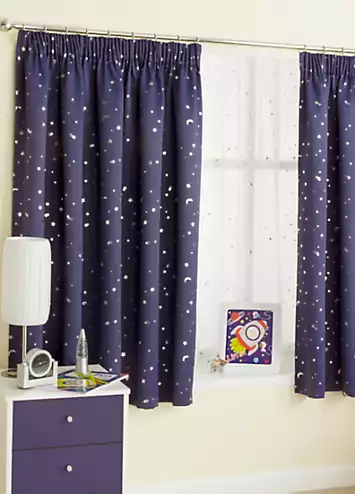 Tyrone Moonlight’ Thermal Printed Blockout Pencil Pleat Kids Curtains | Kaleidoscope