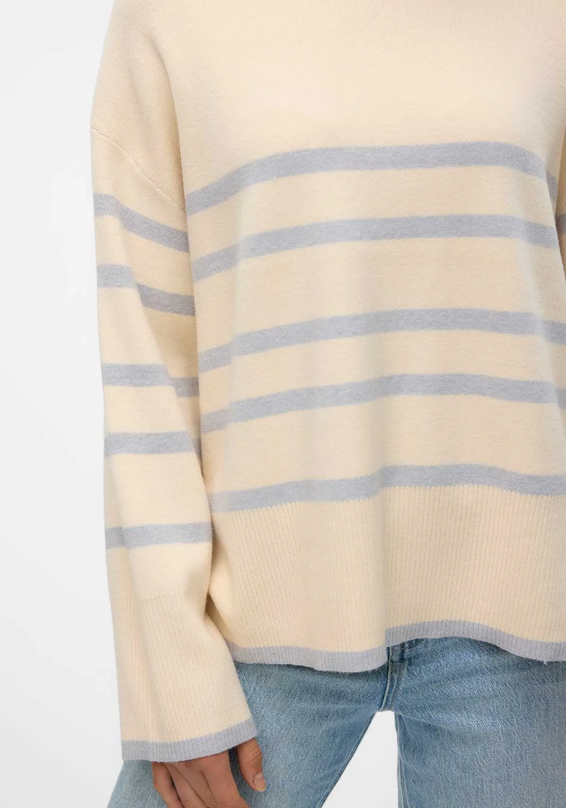 Vero Moda Saba Stripe Print Sweater, Birch & Blue