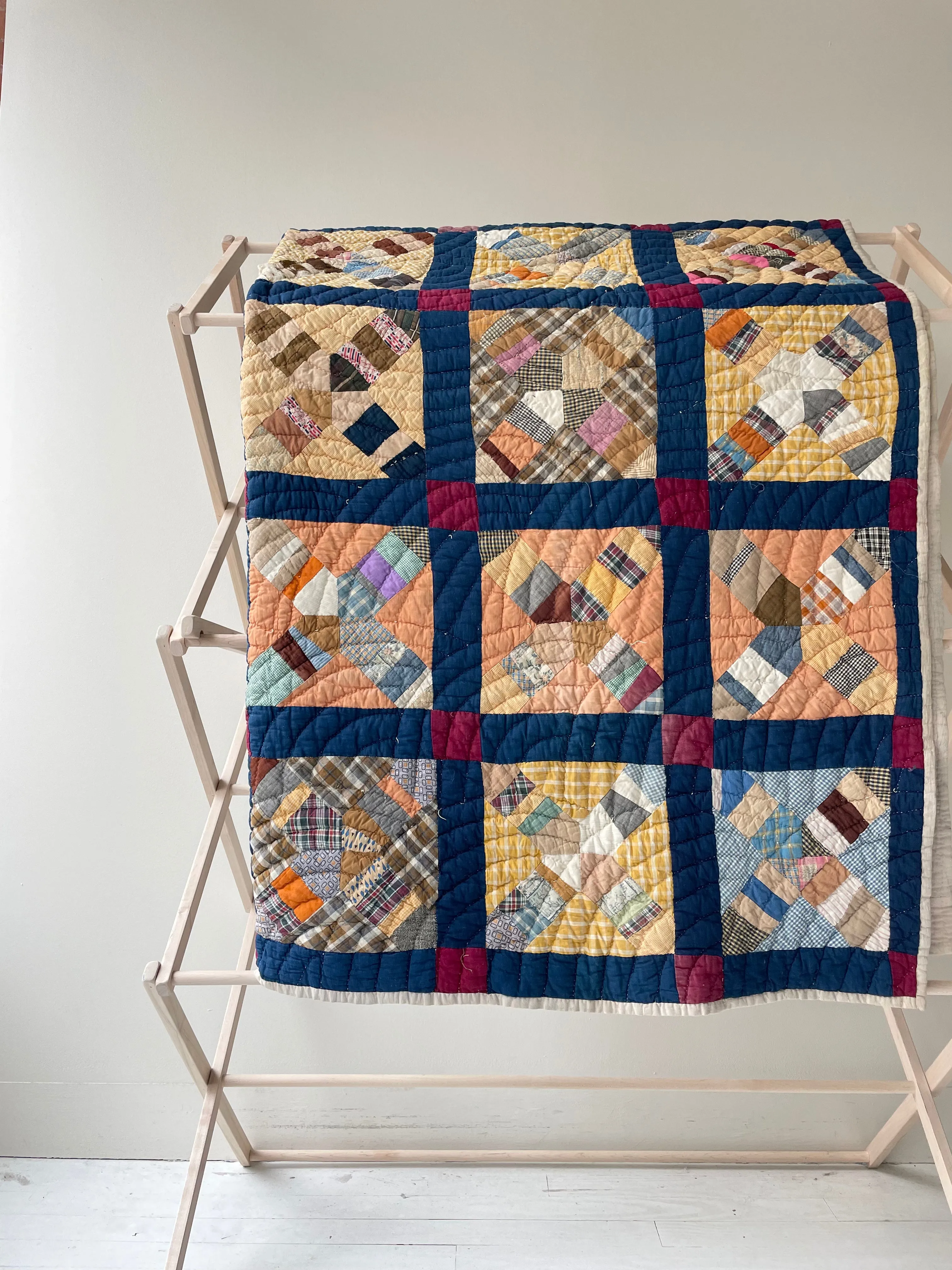 Vintage Cobalt Bars Quilt