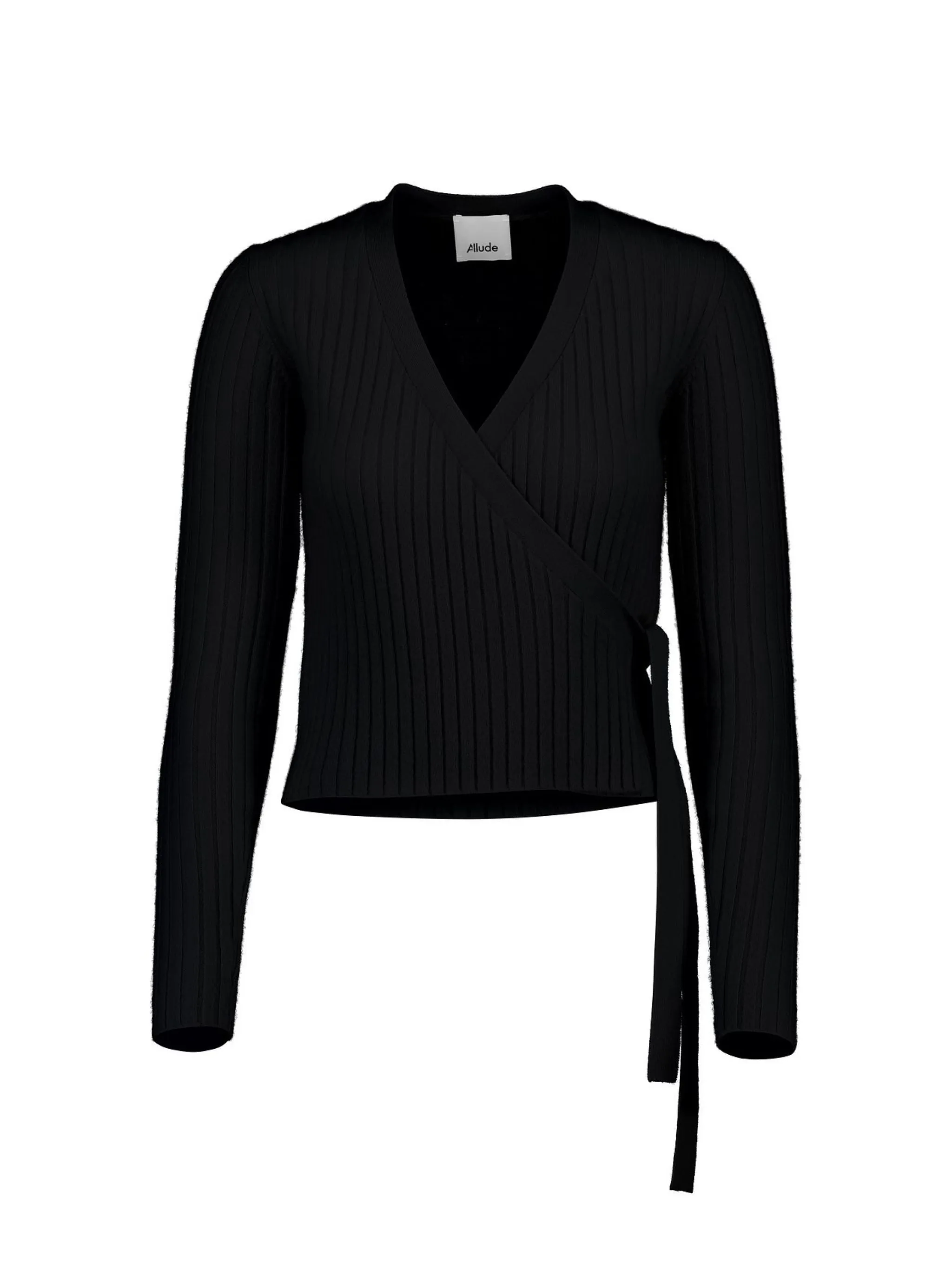 Wrap cashmere cardigan, black