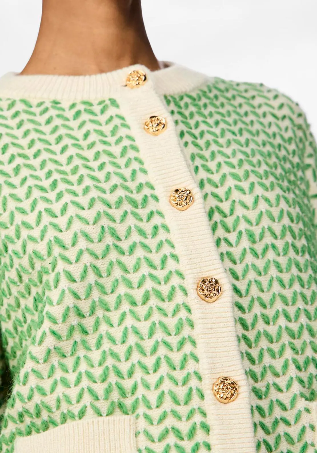 Y.A.S Gea Corsage Button Cardigan, Green