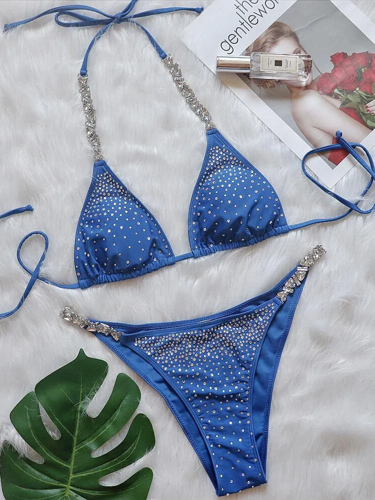 ZASUWA Female Shining Crystal Star Bikini Set